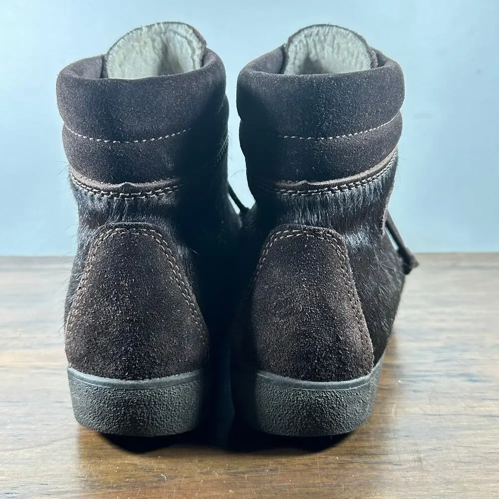 TECNICA Apres‎ Ski Brown Cow Hair booties Woman's 38 Outdoor Hiking